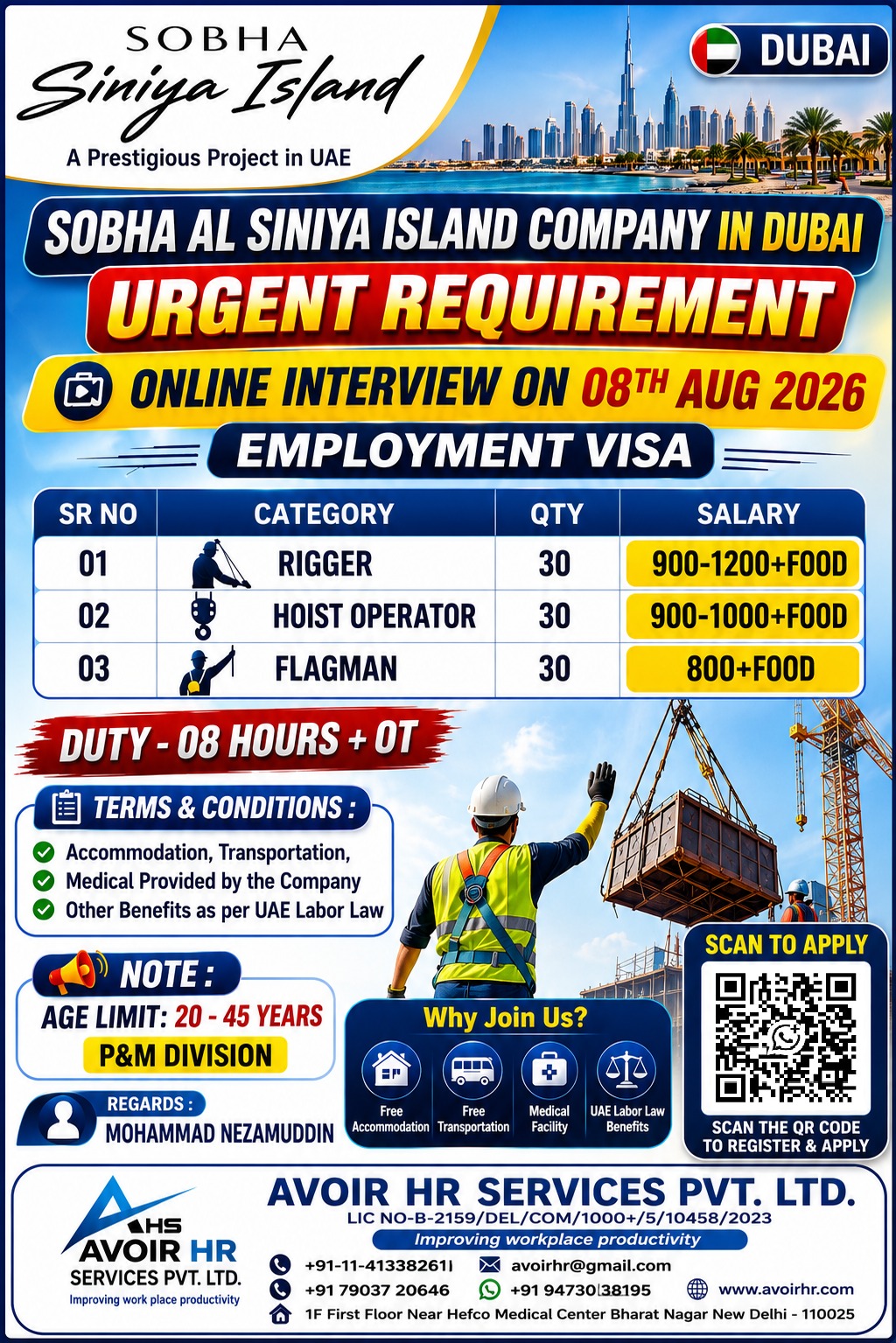 Urgent Job Openings: Sobha Al Siniya Island Dubai