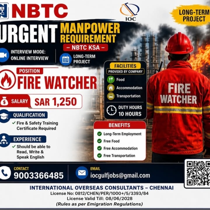 Urgent manpower requirement