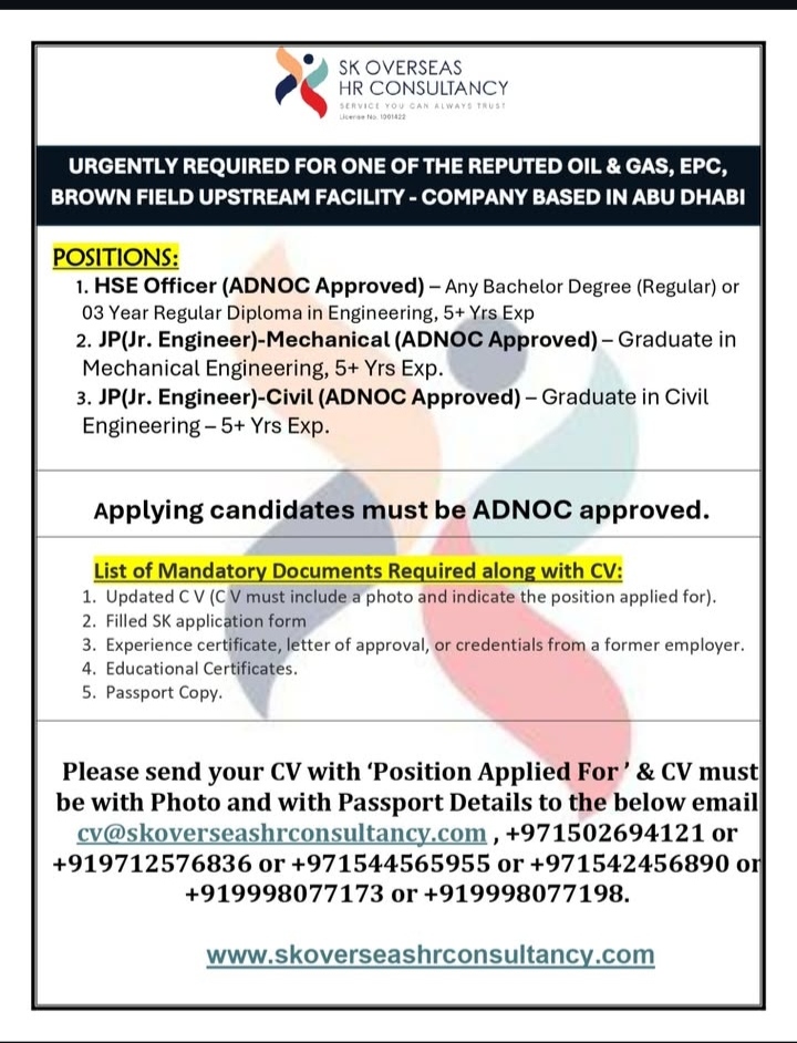 Urgent Recruitment: Oil & Gas Positions in Abu Dhabi