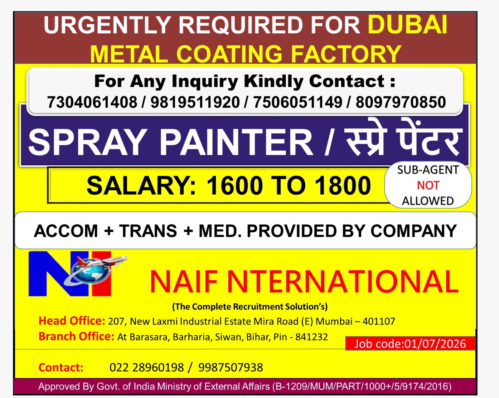 URGENT REQUIRED FOR Dubai
