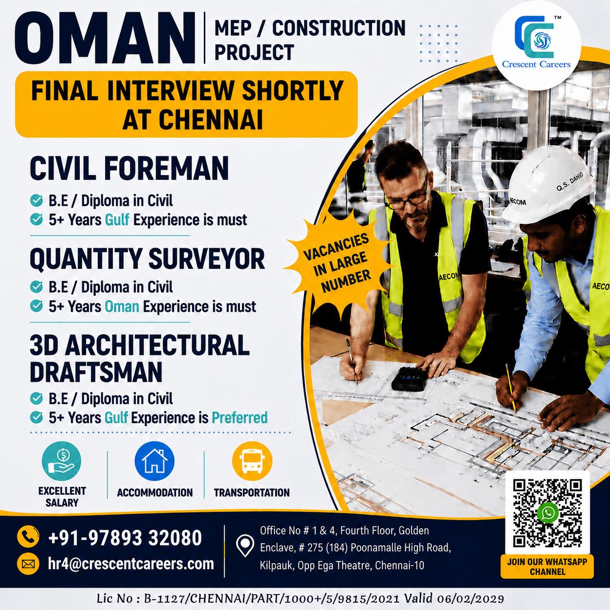 Urgent Requirement: Civil Construction Openings in Oman