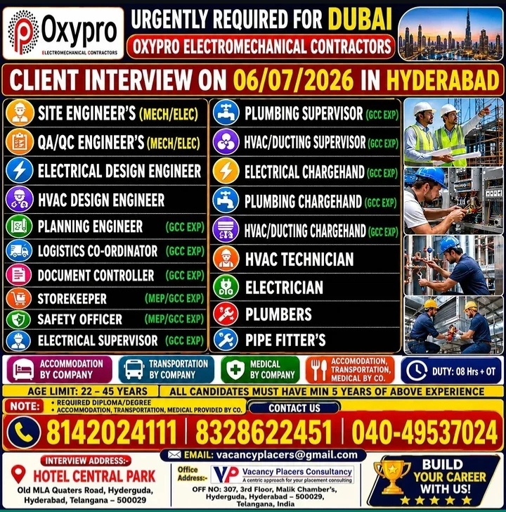 urgent requirement for Dubai