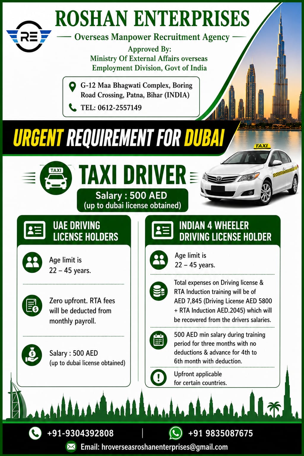 URGENT REQUIREMENT FOR DUBAI