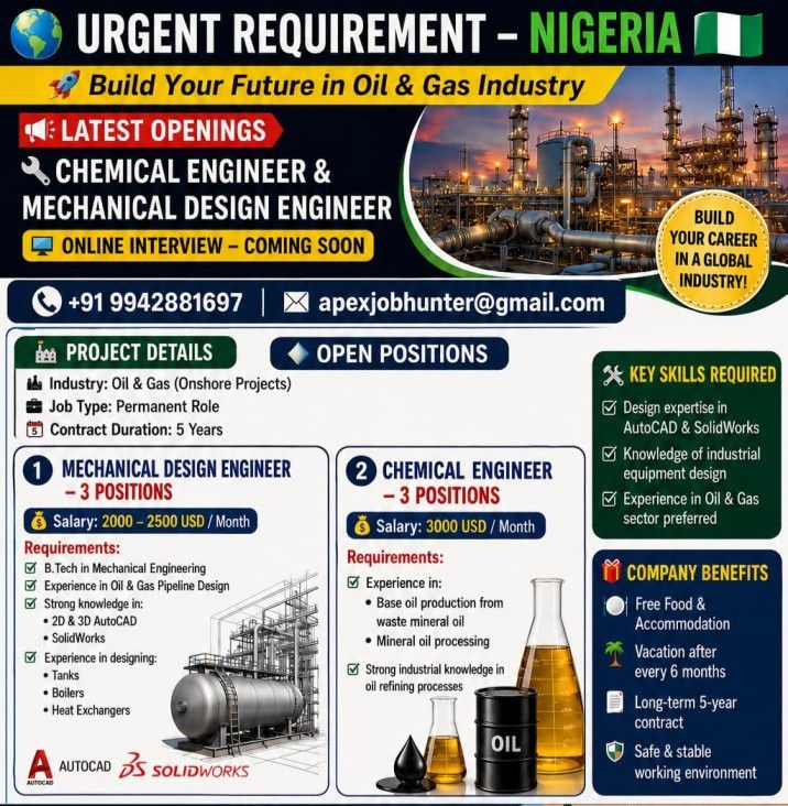 Urgent requirement for Nigeria