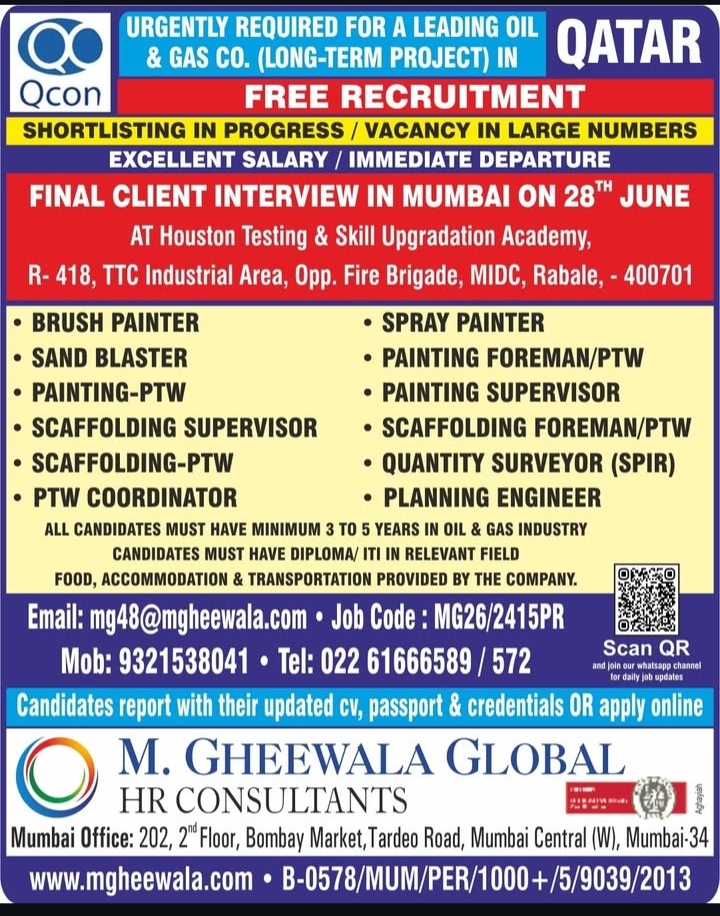 Urgent requirement for qatar