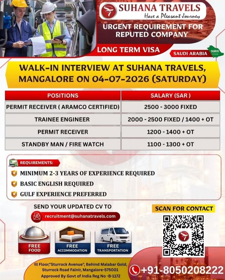 URGENT REQUIREMENT FOR SAUDI ARABIA