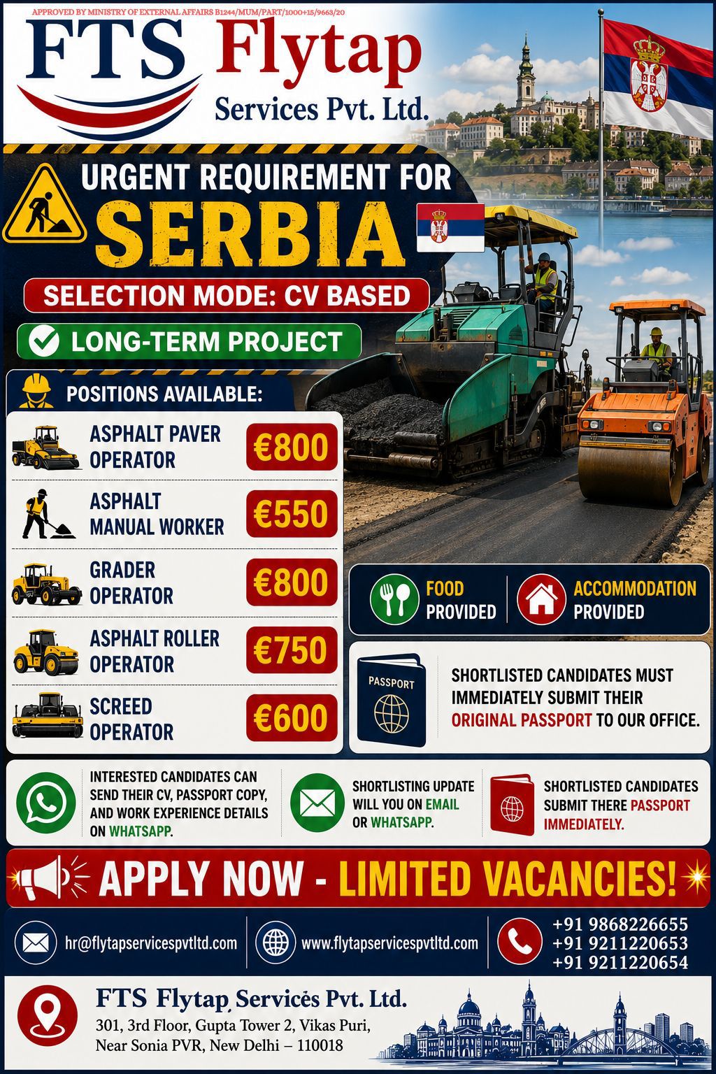 Urgent requirement for serbia