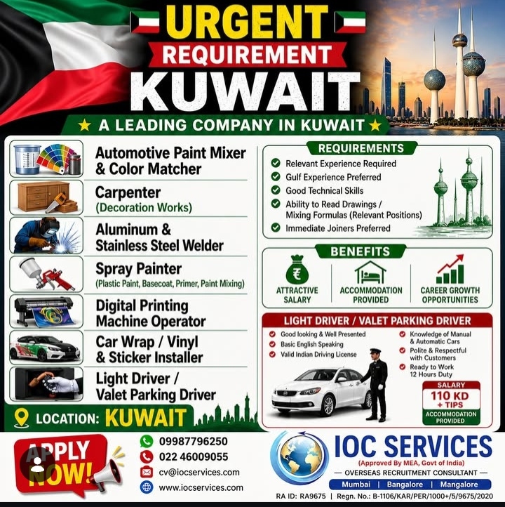Urgent requirement in Kuwait