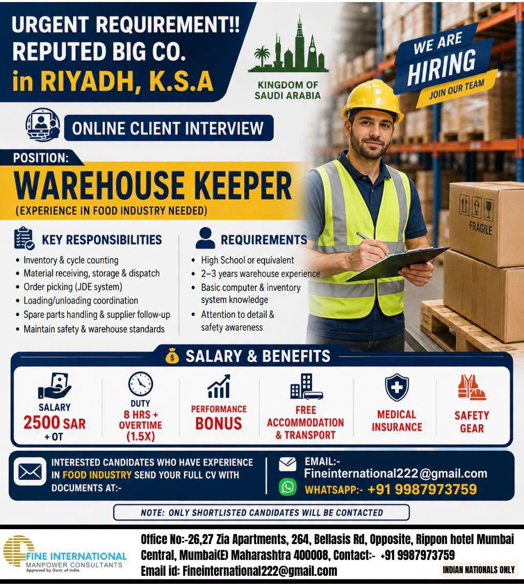 Urgent requirement in RIYADH