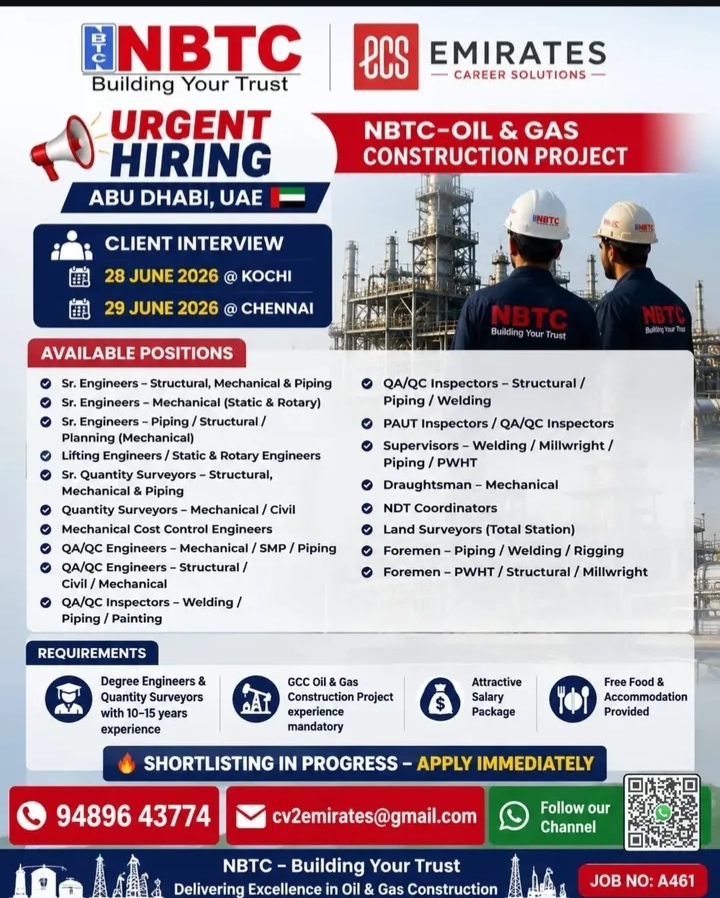 Urgent requirement in UAE