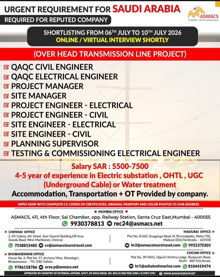 URGENT REQUIREMENT OF SAUDI ARABIA