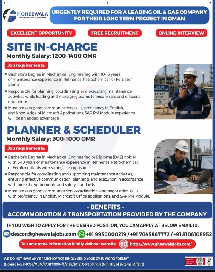 urgently hiring for leading oil and gas company