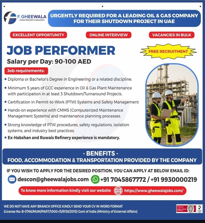 URGENTLY REQUIRED FOR UAE COMPANY