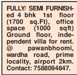 VILLA FOR RENT -pawanbhoomi