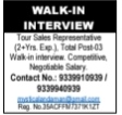 Walk-In Interview for Tour Sales Representatives