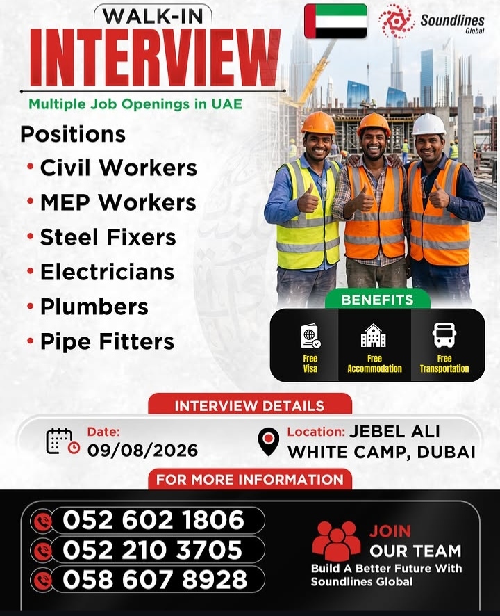 Walk-In Interview: Multiple Job Openings in UAE