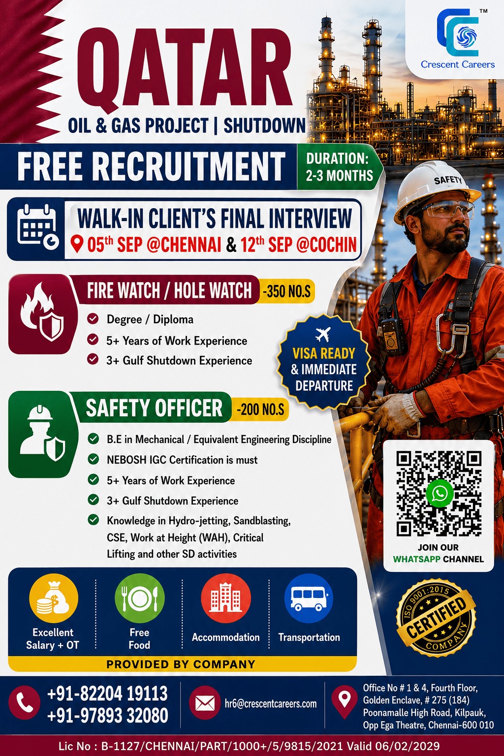 Walk-In Interview Notification: Qatar Oil & Gas Project Shutdown