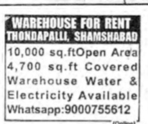 WAREHOUSE FOR RENT