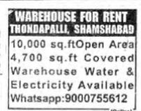 WAREHOUSE FOR RENT