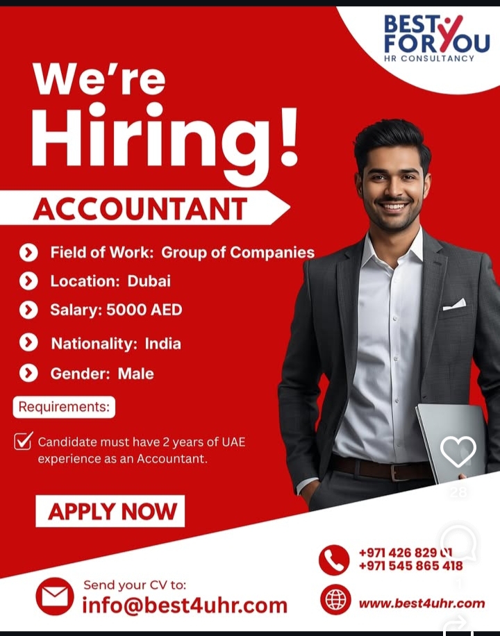 We are hiring account in Dubai