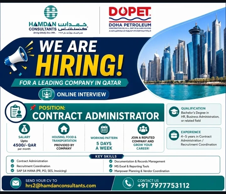 We are hiring for a leading company in Qatar