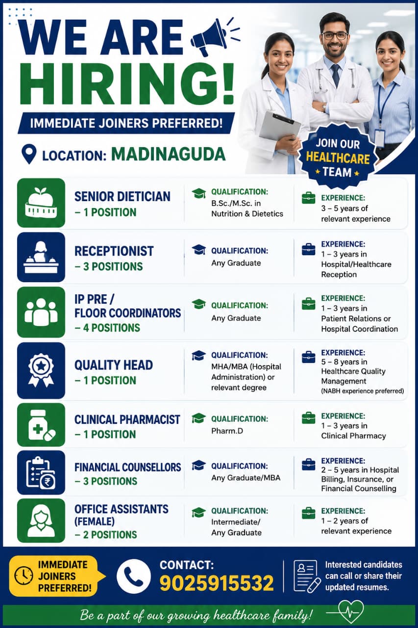 We are hiring for many positions