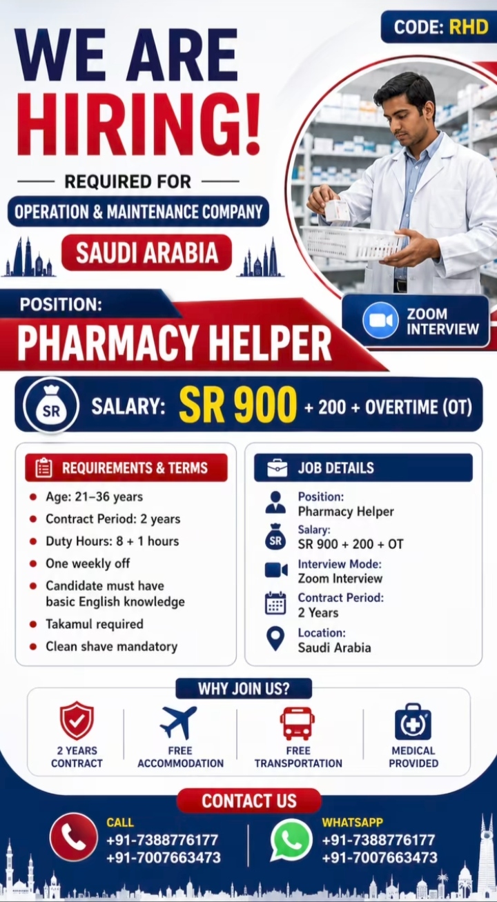 We are hiring for operation and maintenance company