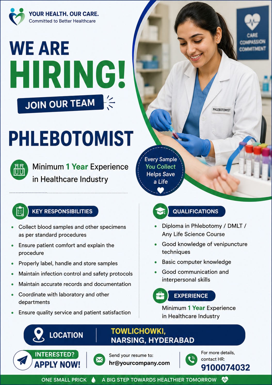 we are hiring for phelobotomist