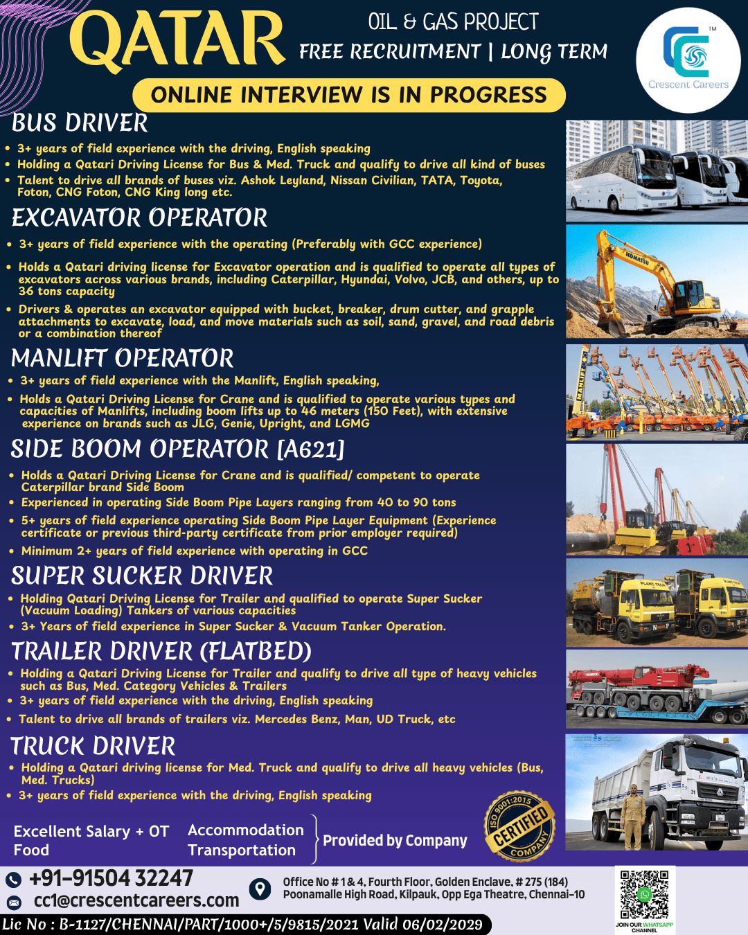 We are hiring for qatar project