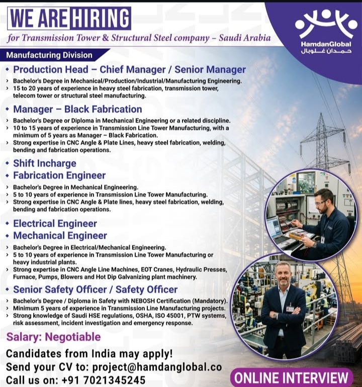 we are hiring for Saudi Arabia