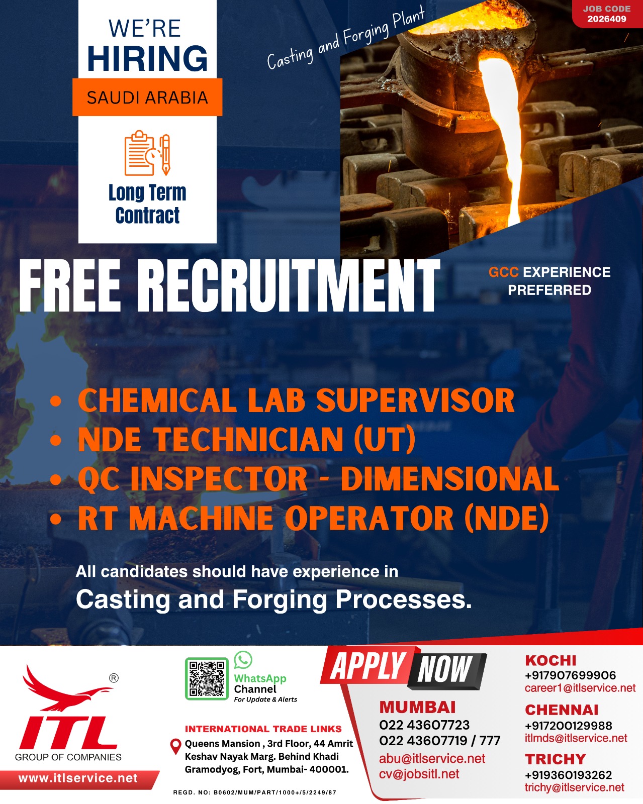 WE ARE HIRING FOR SAUDI ARABIA