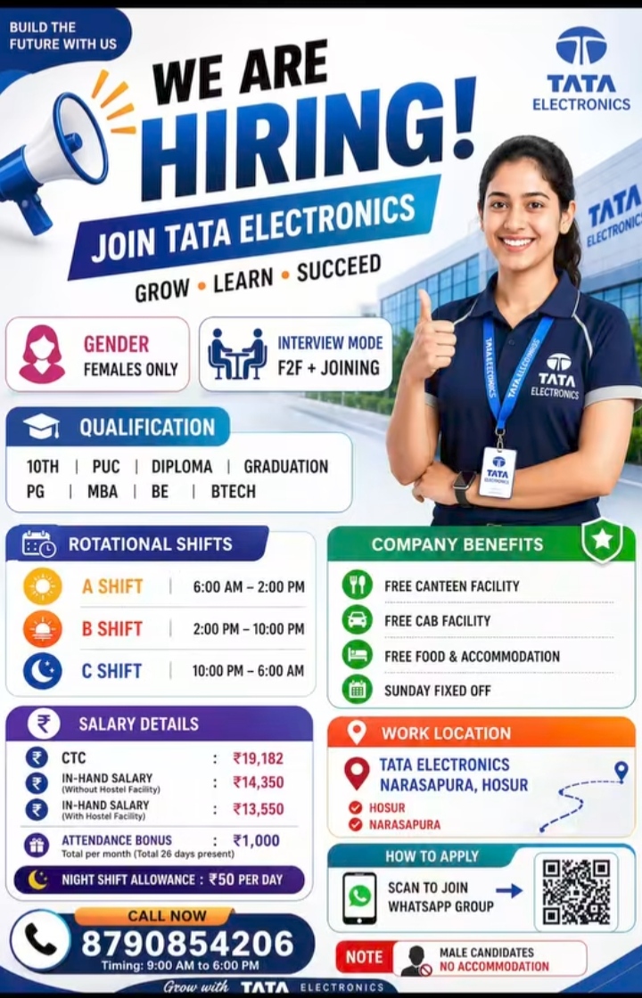 We are hiring join Tata Electronics