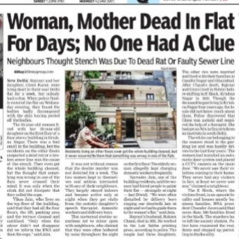 WOMEN MOTHER DEAD IN FLAT FOR DAYS