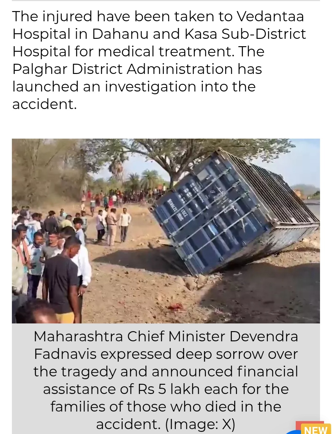 13 Killed in Tempo-container Collision on Mumbai-Ahmedabad Highway