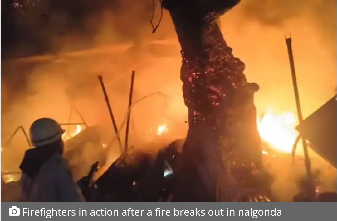 15 shops gutted in fire near temple in Nalgonda