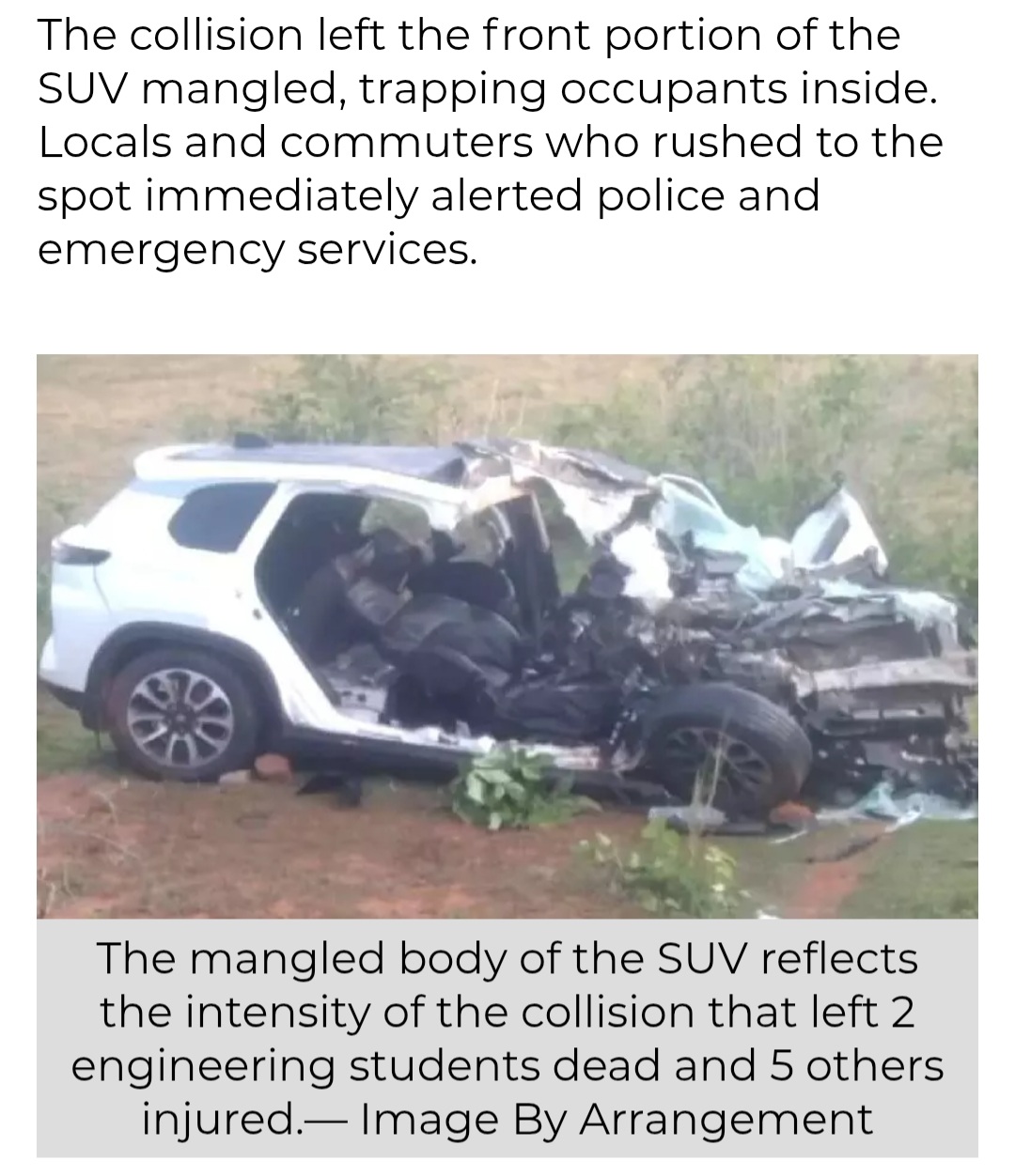 2 Engineering Students Killed, 5 Injured In SUV-Truck Collision On Bhubaneswar Outskirts