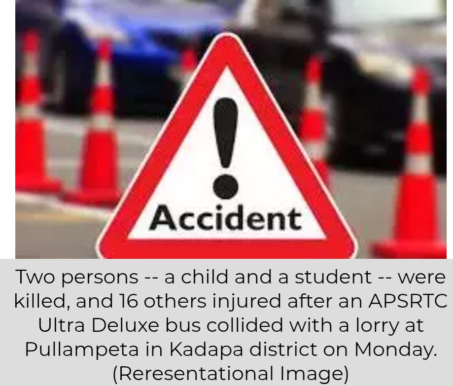 2 Killed, 16 Injured in APSRTC Bus-Lorry Collision in Kadapa