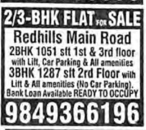 2/3 BHK FLATS FOR SALE