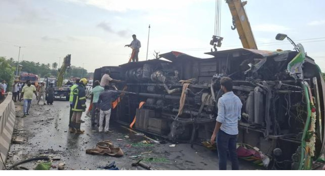24 injured as private bus crashes into flyover retaining wall at Neelambur near Coimbatore