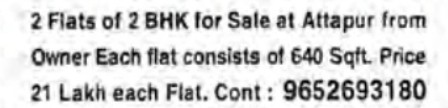 2FLATS OF 2BHK FOR SALE