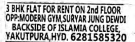 3BHK FLAT FOR RENT