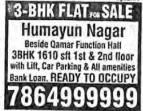 3BHK FLAT FOR SALE