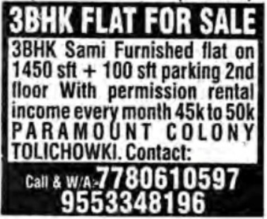 3BHK FLAT FOR SALE