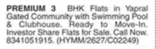 3BHK FLATS FOR SALE IN YAPRAL