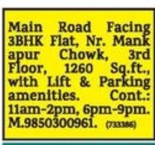 3BHK FLATS FOR SALE NEAR MANKAPUR
