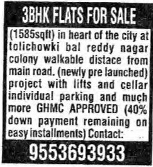 3BHK FLATS FOR SALE
