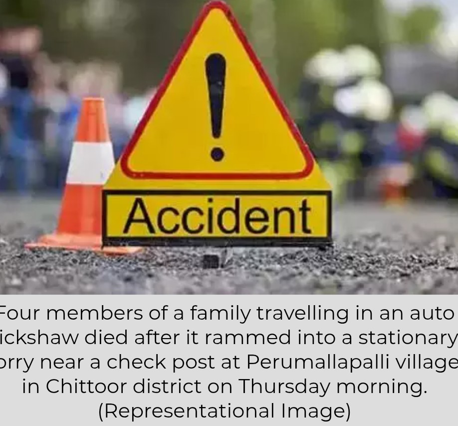 4 Killed as Auto Rams into Stationary Lorry near Chittoor Check Post