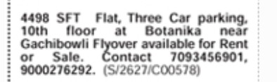 4498 sft, Flat available for Rent/ Sale