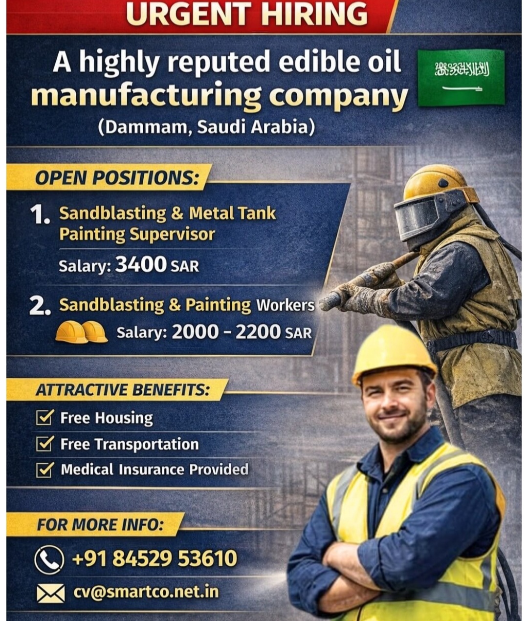 A highly reputed manufacturing edible oil company is hiring at Dammam