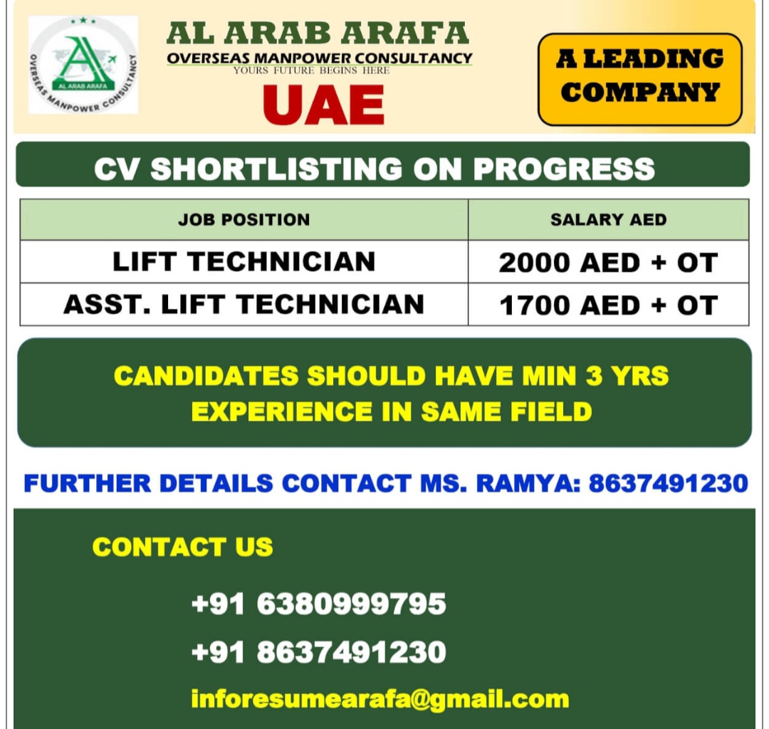 A LEADING COMPANY IS HIRING FOR UAE